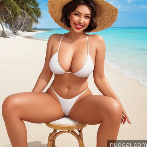 ai nude image of pics of Milf White Film Photo Beach 40s Thick Lipstick Busty Pubic Hair Short Short Hair Blonde Messy Front View On Back Spreading Legs Big Hips Big Ass Bobcut Straight Tanned Skin Nude Detailed Laughing 60s Hair Bun