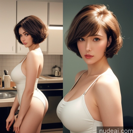 Milf Pubic Hair Short Hair 40s Small Tits Shocked 60s Dress Mini Skirt Kitchen Cooking