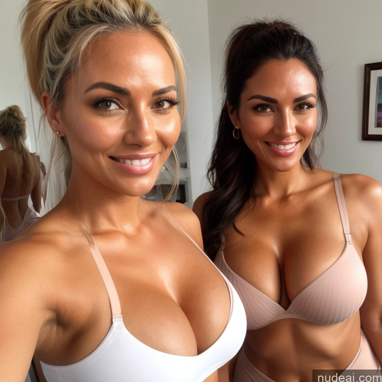 related ai porn images free for Milf Two Busty Huge Boobs 40s Happy Blonde Ponytail White Bedroom Front View T-pose Cleavage Topless Yoga Pants Detailed Mirror Selfie Tanned Skin