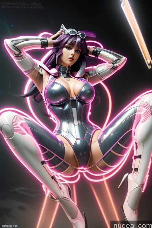 SuperMecha: A-Mecha Musume A素体机娘 Huge Tits, Hard Nipples Purple Hair POV Focus Sex Dress Pants Neon Lights Clothes: Purple Futuristic Prvc, Girl, Pov, Penis