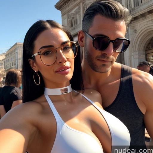 ai nude image of pics of Two Woman + Man Perfect Boobs Beautiful Glasses Perfect Body Big Ass Big Hips Oiled Body 18 Orgasm White Hair Straight Russian Choker