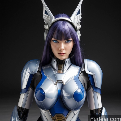 SuperMecha: A-Mecha Musume A素体机娘 Deep Blue Eyes Purple Hair Ruru Akane