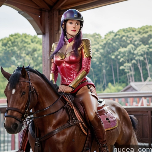 related ai porn images free for 1girl MuQingQing Wooden Horse Equitation Purple Hair Barbarian Woman