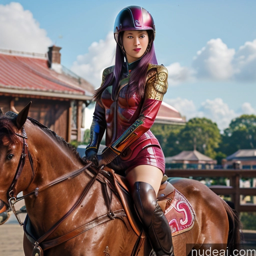 related ai porn images free for 1girl MuQingQing Wooden Horse Equitation Purple Hair Barbarian Woman