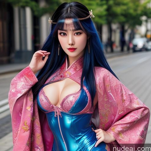 ai nude image of pics of 1girl Kimono MuQingQing Blue Hair