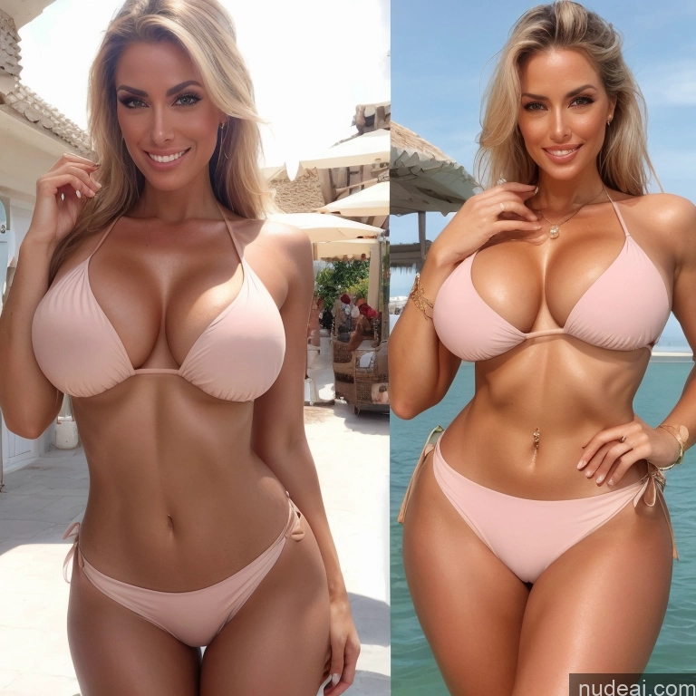 related ai porn images free for Busty Huge Boobs Tanned Skin Pubic Hair Oiled Body Happy Blonde Ponytail White Beach Two Several Woman T-pose Front View 20s Beautiful