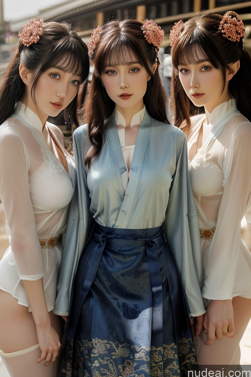 Hayatedol, 1girl Nude Cleavage Hanfu V1 Deep Blue Eyes