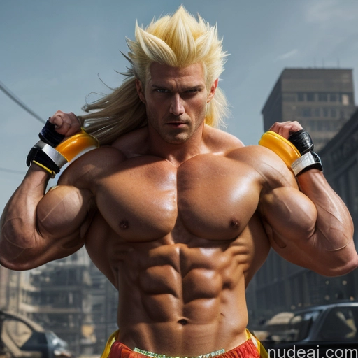 related ai porn images free for Super Saiyan Neon Lights Clothes: Yellow Busty Muscular Abs Woman Front View Two Battlefield