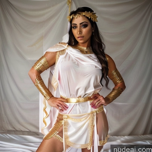 Neon Lights Clothes: Purple Nude Menstoga, White Robes, In White And Gold Costumem, Gold Headpiece, Gold Belt, Gold Chain