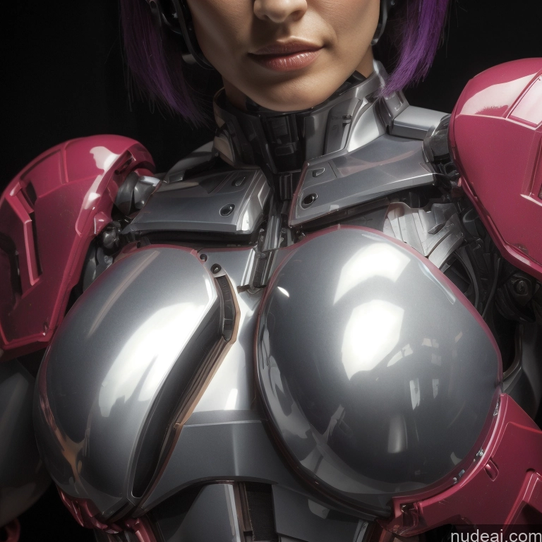 ai nude image of pics of Cyborg Woman Bobcut Asian Latina Neon Lights Clothes: Purple Front View Black Hair Purple Hair Mech Suit Sci-fi Armor Bodybuilder Busty Space Suit Abs SuperMecha: A-Mecha Musume A素体机娘 Battlefield Science Fiction Style