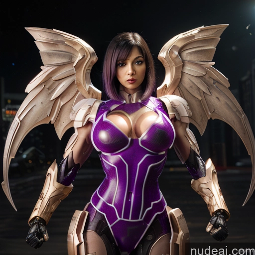 ai nude image of pics of Cyborg Woman Bobcut Asian Latina Front View Black Hair Purple Hair Mech Suit Sci-fi Armor Bodybuilder Busty Space Suit Abs SuperMecha: A-Mecha Musume A素体机娘 Battlefield Angel Has Wings Science Fiction Style Neon Lights Clothes: Purple