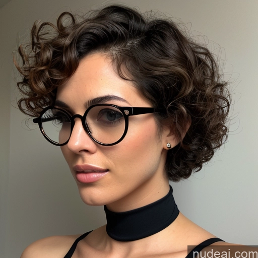 ai nude image of there is a woman with glasses and a choke on her neck pics of Woman One Perfect Boobs Glasses Big Ass Short Long Legs Curly Hair Short Hair 18 Orgasm Black Hair Spanish 3d Bedroom Front View Spreading Legs Nude Micro Skirt Bright Lighting Detailed