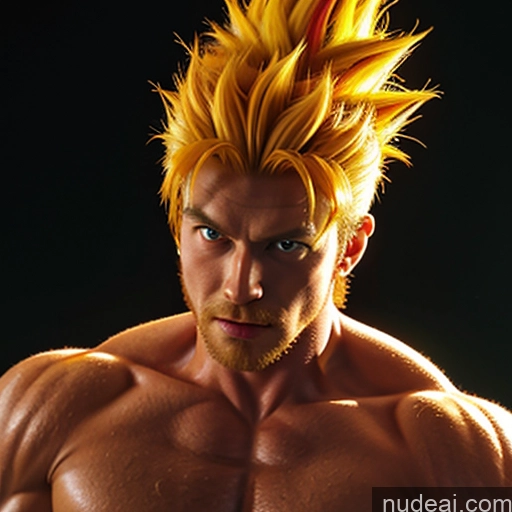 ai nude image of arafed man with a mohawk and a beard posing for a picture pics of Super Saiyan 4 Super Saiyan Bodybuilder