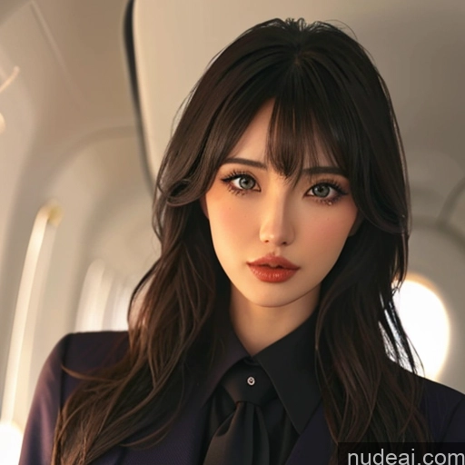 related ai porn images free for Bangs Wavy Hair Flight Attendant