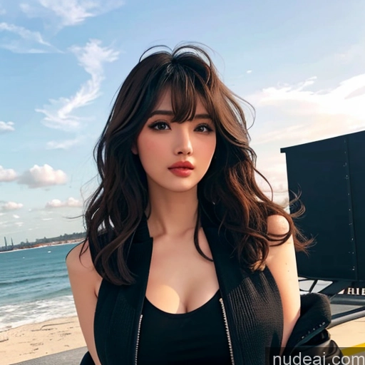 related ai porn images free for Bangs Wavy Hair Looking At Sky Bomber