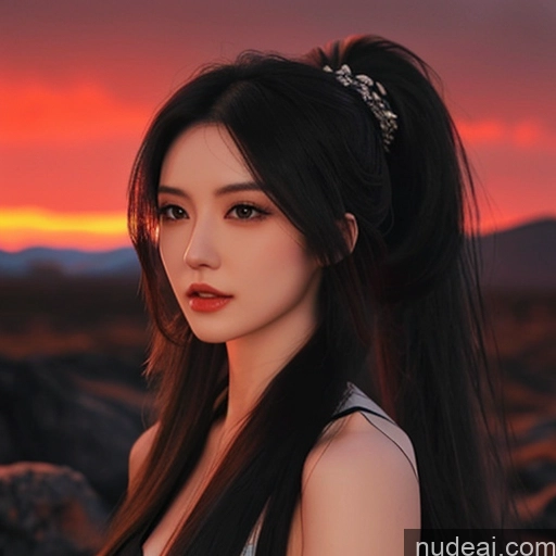 ai nude image of arafed woman with long black hair and a white dress pics of Asian Seductive Perfect Boobs Beautiful Small Ass Long Hair Hell Devil Dark Fantasy Skin Detail (beta) Detailed Dark Lighting Jewelry Woman 20s