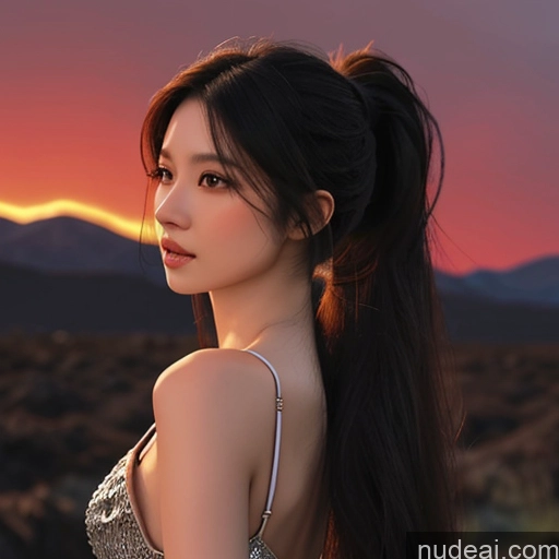 ai nude image of araffe asian woman with long black hair and a silver dress pics of Asian Seductive Perfect Boobs Beautiful Small Ass Long Hair Hell Devil Dark Fantasy Skin Detail (beta) Detailed Dark Lighting Jewelry Woman 20s Front View Side View Back View Close-up View