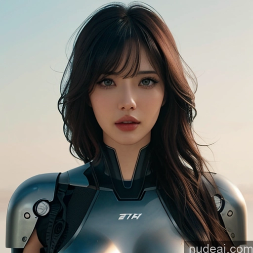 Nude Looking At Sky Bangs Wavy Hair Cyborg Style Cyborg Android