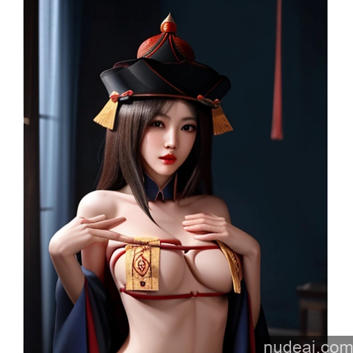 ai nude image of a close up of a woman in a costume posing for a picture pics of Erotic-Jiangshi-China-Zombie Nude