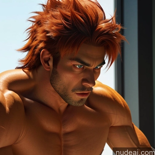 ai nude image of a close up of a man with a red hair and a shirt on pics of Bodybuilder Super Saiyan 4 Super Saiyan