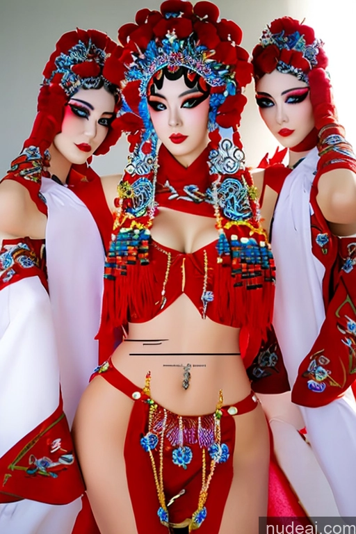 ai nude image of three women in oriental costumes posing for a picture pics of Nude Chinese Opera 18