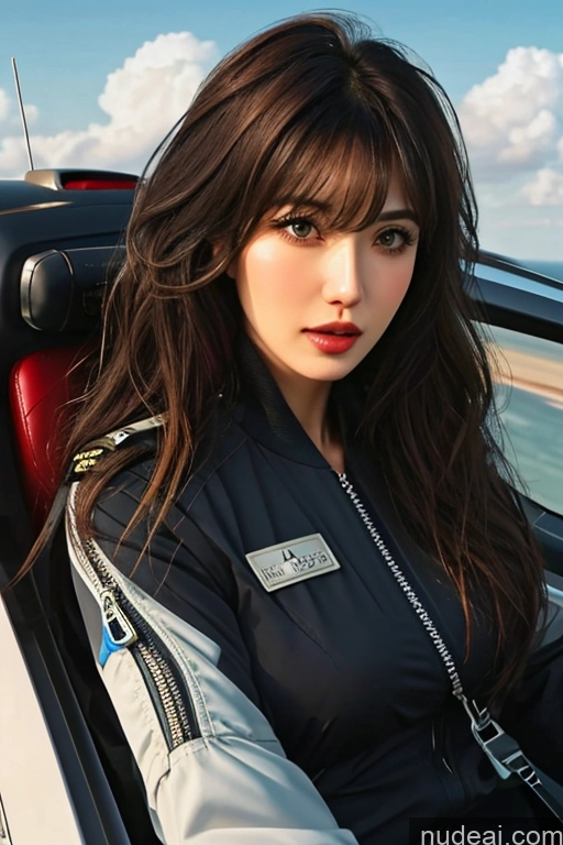 related ai porn images free for Bangs Wavy Hair Looking At Sky Pilot Bomber