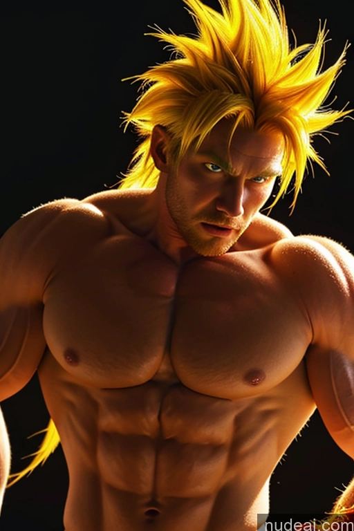 ai nude image of there is a man with a yellow hair and a red shirt pics of Super Saiyan 4 Super Saiyan Bodybuilder Santa