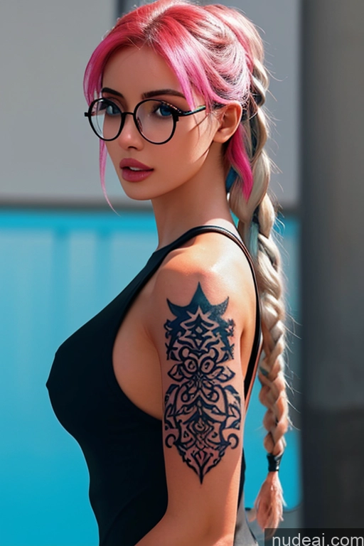 related ai porn images free for Bimbo Perfect Boobs Beautiful Glasses Tattoos Muscular 20s Sexy Face Pink Hair Braided Brazilian Front View Nude