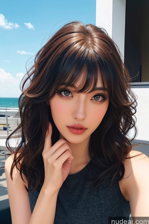 related ai porn images free for Bangs Wavy Hair Looking At Sky Police