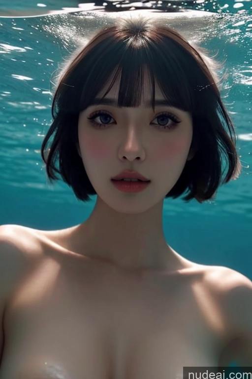 ai nude image of a woman with a big breast is in the water pics of Looking At Sky Hime Cut Underwater BAISI