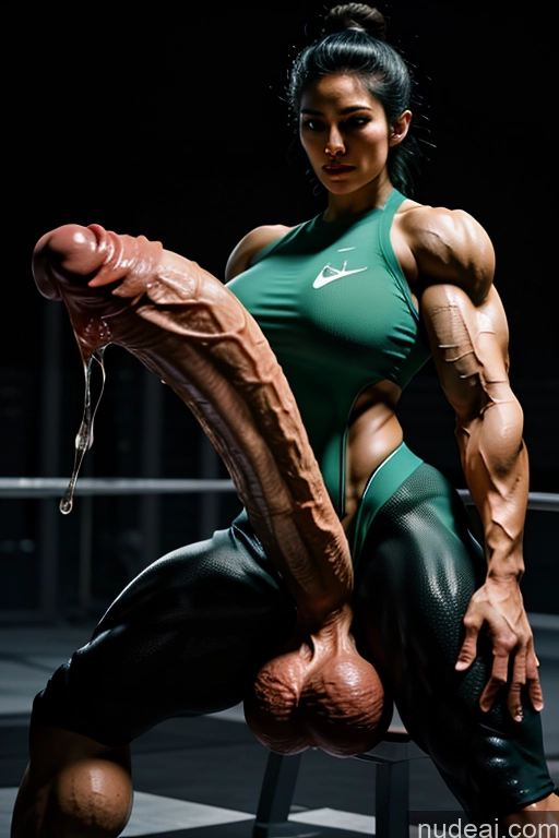 ai nude image of arafed woman in a green top and black pants posing with a giant dille pics of Bodybuilder Glowing, Skull, Armor, Spikes, Teeth, Monster, Dirty, Tentacles, Pus, Pimples, Crack, Truenurgle Close Up, Extreme Close Up, Dripping Cum, Frontal, From Side, Huge Penis, Heavy Penis, Huge Testicles, Looking Down Barrel