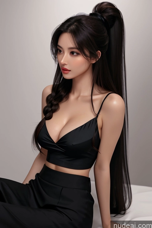 ai nude image of araffe asian woman with long black hair sitting on a bed pics of Busty Perfect Boobs Perfect Body Bangs 18 Long Hair Pouting Lips Black Hair Skin Detail (beta) Secretary Satin Stylish Suit Jewelry Dark Lighting Detailed Blouse Office Pantyhose Shirt Bows Long Skirt Italian