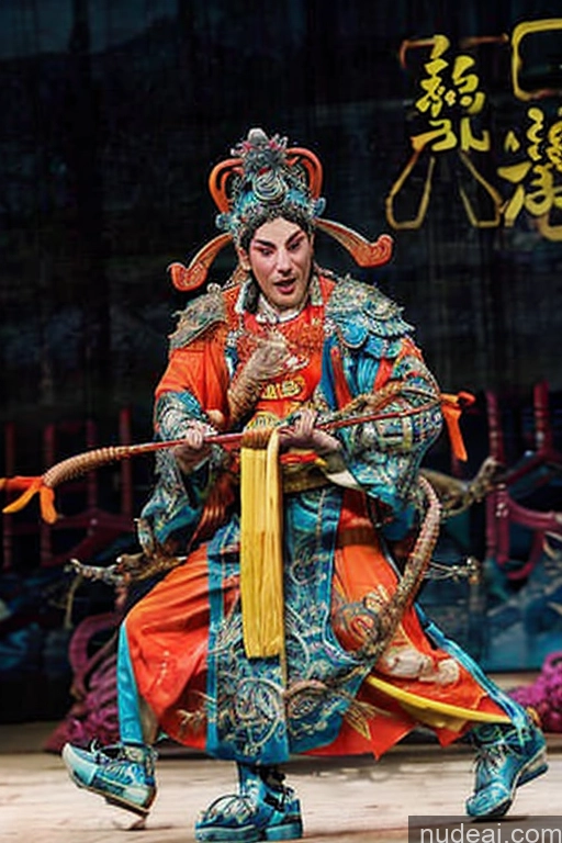 ai nude image of a man in a costume is holding a sword and a sword pics of Bodybuilder Glowing, Skull, Armor, Spikes, Teeth, Monster, Dirty, Tentacles, Pus, Pimples, Crack, Truenurgle Chinese Opera Costumes