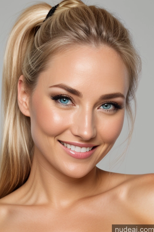 related ai porn images free for Fairer Skin 30s Happy Blonde Ponytail German Soft + Warm Nude Front View