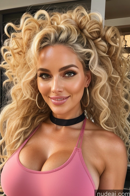 ai nude image of blonde woman with large breast wearing a pink top and choke pics of Two Painting Busty Huge Boobs Blonde Straight Ponytail 40s Happy Choker Nude Bimbo Sorority Shower Curly Hair Pubic Hair