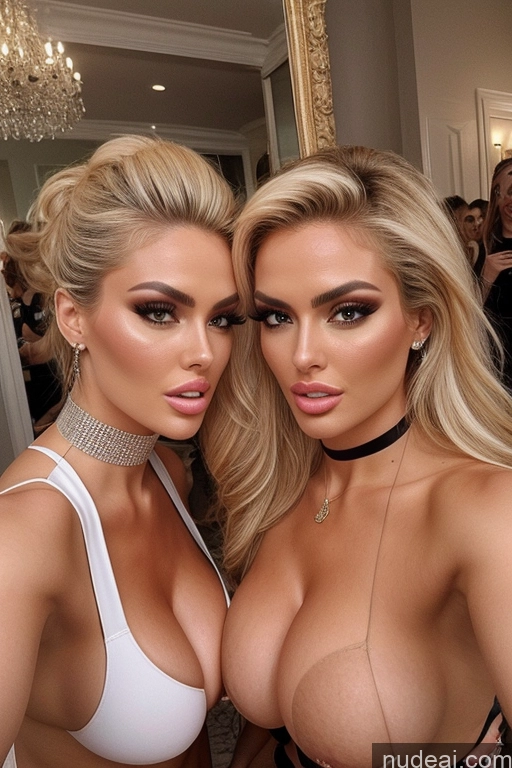 related ai porn images free for Miss Universe Model Huge Boobs 20s Two Several Party Mirror Selfie Close-up View Shocked Blonde Choker