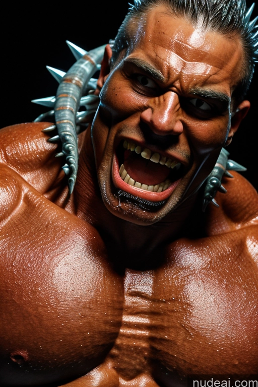 ai nude image of arafed man with spiked hair and spiked spikes on his chest pics of Bodybuilder Glowing, Skull, Armor, Spikes, Teeth, Monster, Dirty, Tentacles, Pus, Pimples, Crack, Truenurgle