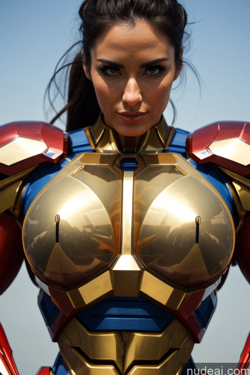 related ai porn images free for Superhero Cosplay SuperMecha: A-Mecha Musume A素体机娘 Woman Cyborg Busty Muscular Abs Bodybuilder Front View Science Fiction Style