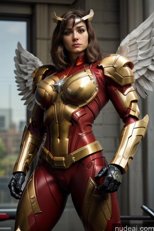 related ai porn images free for Superhero Captain Marvel SuperMecha: A-Mecha Musume A素体机娘 Woman Busty Abs Front View Bodybuilder Muscular Has Wings Angel