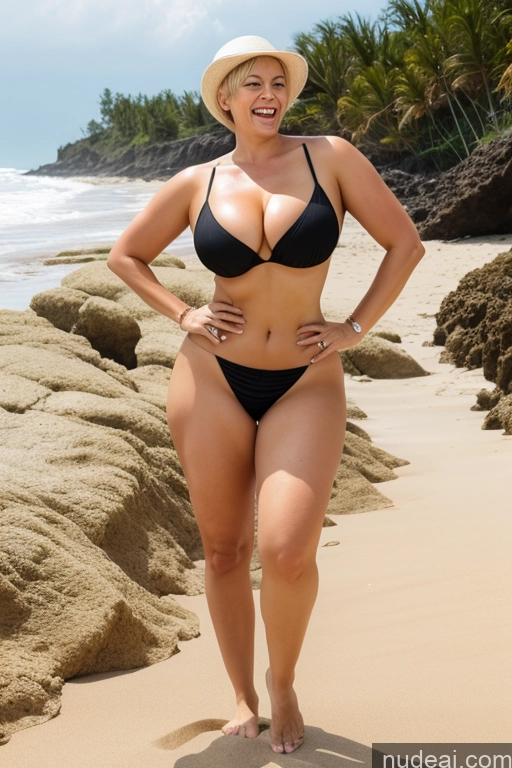 ai nude image of woman in a bikini and hat standing on a beach pics of 50s Milf Back View White Blonde Busty Big Ass Short Hair Pubic Hair Big Hips Thick Film Photo Messy Huge Boobs Beautiful Hat Seductive Laughing Beach Sleeping Spreading Legs Create An Open Vagina Two