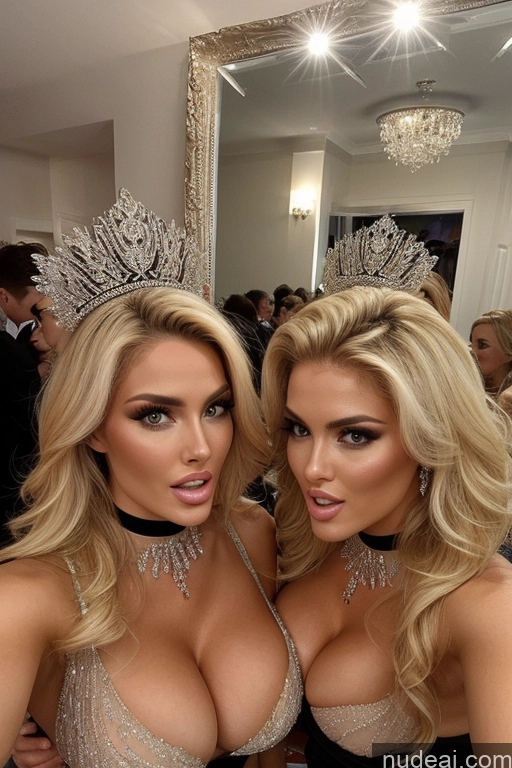 related ai porn images free for Miss Universe Model Huge Boobs 20s Two Several Party Mirror Selfie Shocked Close-up View Blonde Choker Topless