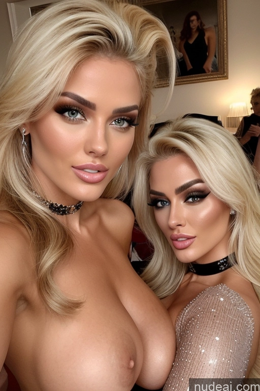 related ai porn images free for Miss Universe Model Huge Boobs 20s Two Several Party Mirror Selfie Shocked Close-up View Blonde Choker Topless Nude