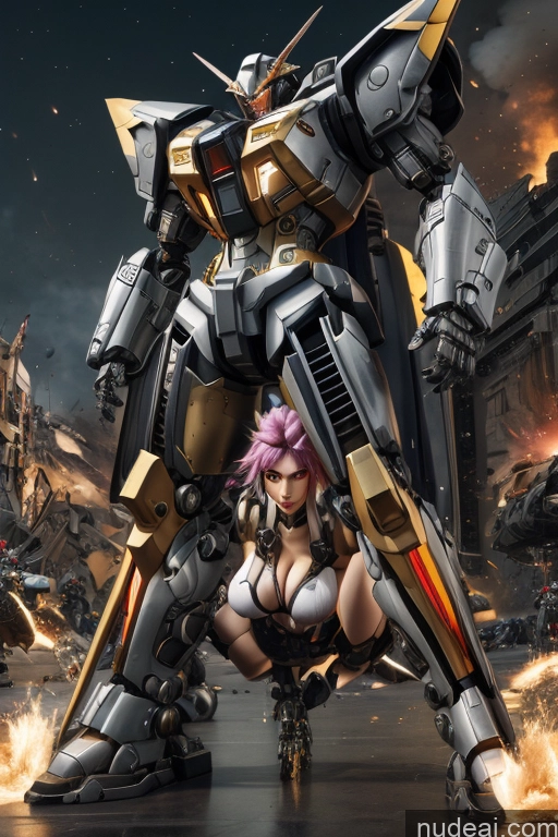 related ai porn images free for SuperMecha: A-Mecha Musume A素体机娘 Gold Jewelry Rainbow Haired Girl Battlefield Two Several