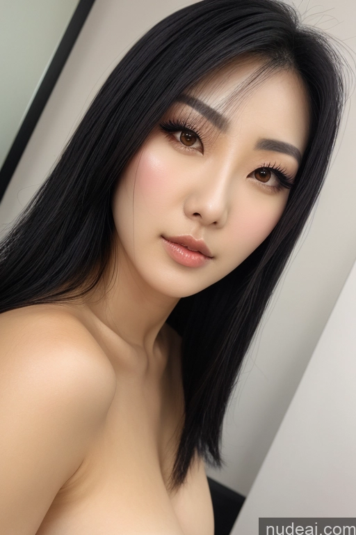 related ai porn images free for Fairer Skin Black Hair Korean On Back Close-up View