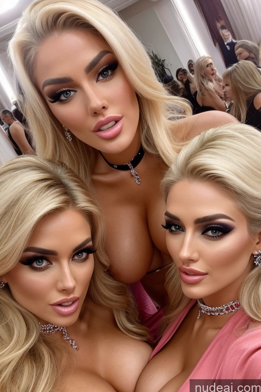 related ai porn images free for Miss Universe Model Huge Boobs 20s Two Several Party Mirror Selfie Blonde Shocked Close-up View Choker Topless Nude