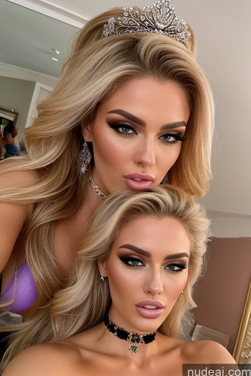 related ai porn images free for Miss Universe Model Huge Boobs 20s Two Several Party Mirror Selfie Blonde Shocked Close-up View Choker Nude