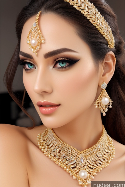 ai nude image of a close up of a woman wearing a gold necklace and earrings pics of Gold Jewelry Elemental Series - Ice Snow Diamond Jewelry Pearl Jewelry Transparent Gtv Style