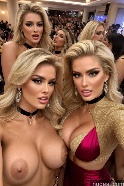 related ai porn images free for Miss Universe Model Huge Boobs 20s Two Several Party Mirror Selfie Blonde Shocked Close-up View Choker Topless