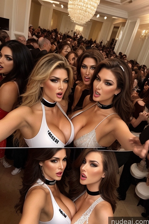 related ai porn images free for Miss Universe Model Huge Boobs 20s Two Several Party Mirror Selfie Close-up View Shocked Front View Choker