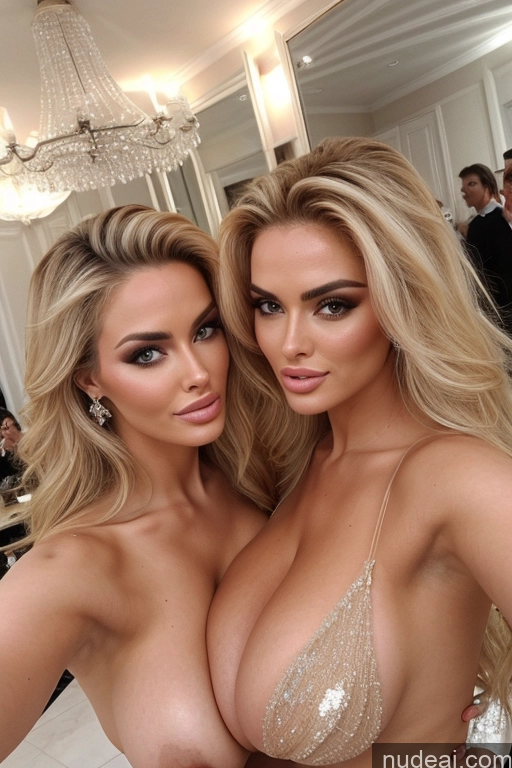 related ai porn images free for Miss Universe Model Huge Boobs Perfect Boobs 20s Two Several Party Mirror Selfie Close-up View Shocked Soft + Warm Blonde